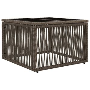 vidaXL Dārza galds Pelēks un melns 55 x 55 x 37 cm PE Rattan un stikls