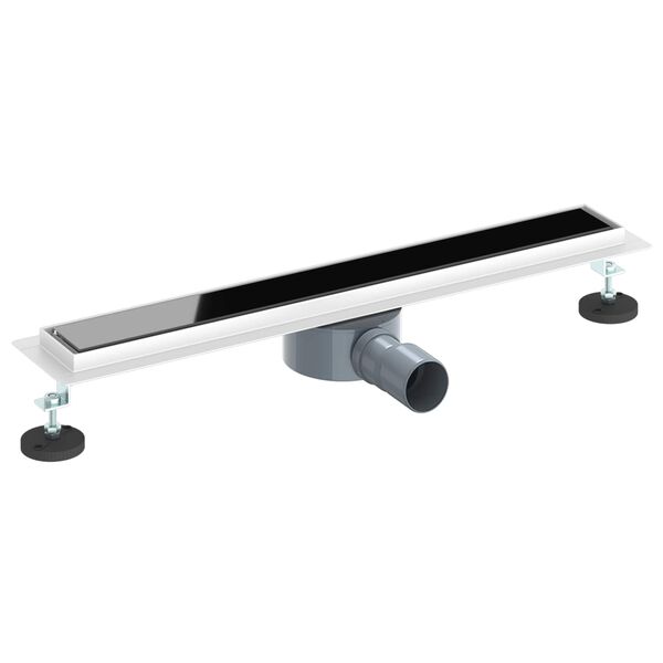 vidaXL Du&scaron;a noteka ar stikla vāku un 360&deg; sifonu Melna 60 cm