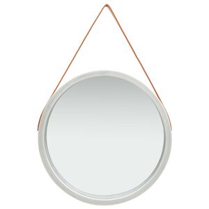 vidaXL sienas spogulis ar siksnu, 60 cm, sudraba krāsā