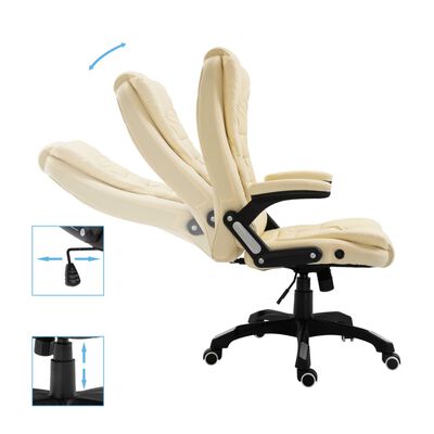 vidaXL biroja krēsls, krēmkrāsas mākslīgā āda