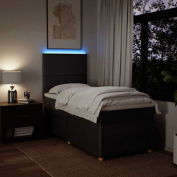 vidaXL atsperu gulta ar matraci, tum&scaron;i brūna, 90x190 cm, audums