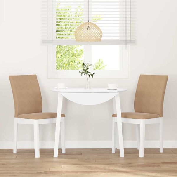 vidaXL Ēdamistabas krēsli ar spilveniem 2 gab. Balta masīvkoka gumija