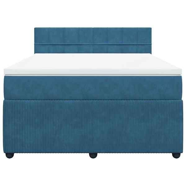 vidaXL atsperu gulta ar matraci, zils samts, 140x200 cm