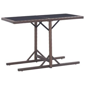 vidaXL dārza galds, brūns, 110x53x72 cm stikls un polietilēna