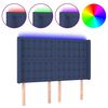 vidaXL gultas galvgalis ar LED, 147x16x118/128 cm, zils audums