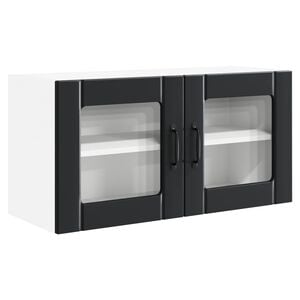 vidaXL Sienas stikla skapītis PORTO Melna 80 x 31 x 40 cm