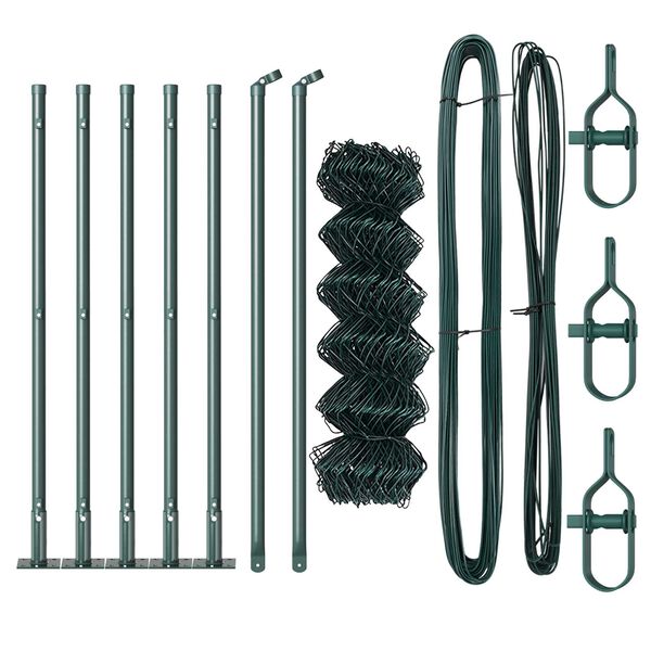 vidaXL Žoga āķis Zaļa 10 x 0,6 m (60 x 60 mm siets) Tērauds un PVC