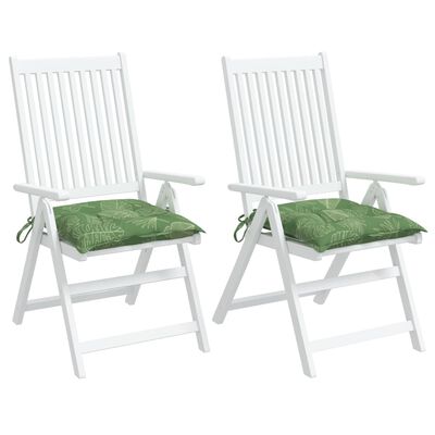 vidaXL dārza krēslu matrači, 2 gab., 40x40x7 cm, audums, lapu apdruka