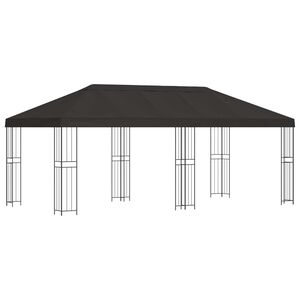 vidaXL Dārza Paviljons 6 x 3 m Antracīta Poliesters un tērauds 190 gsm