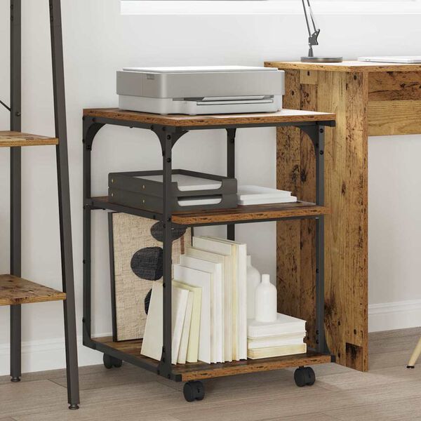 vidaXL Printera statīvs Vecs koks 43 x 48 x 64 cm Inženierijas koks