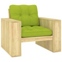 vidaXL dārza krēsls, spilgti zaļi matrači, impregnēta priede