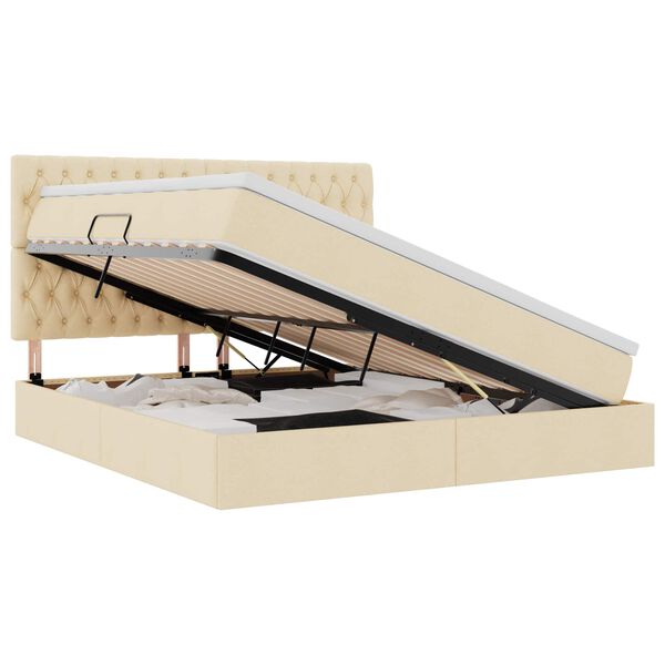 vidaXL Gulta ar uzglabā&scaron;anas vietu un LED ar LED Krēms 180 x 200 cm