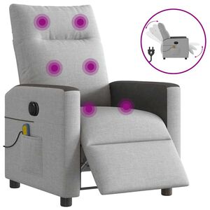 vidaXL elektrisks masāžas krēsls, atgāžams, mākonis pelēks audums
