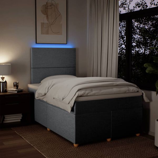 vidaXL atsperu gulta ar matraci, gai&scaron;i pelēka audums, 120x200cm