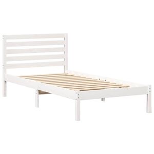 vidaXL Gultas rāmis Balts 75 x 190 cm Ciets priedes koks