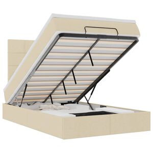 vidaXL Osmaņu gultas rāmis ar matrača krēmkrāsas 120x200 cm audums