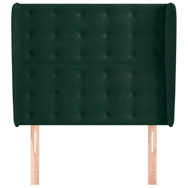 vidaXL galvgalis ar malām, 103x23x118/128 cm, tum&scaron;i zaļ&scaron; samts