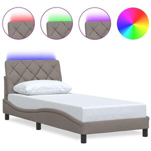 vidaXL gultas rāmis ar LED bez matrača Taupe 80x200 cm Audums