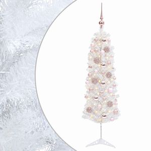 vidaXL Mākslīgā slaida Ziemassvētku egle ar bumbiņām 150 cm 150 LED