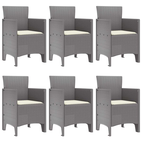 vidaXL Dārza ēdamgalds 7 pcs Gaiši pelēks Polt rattan