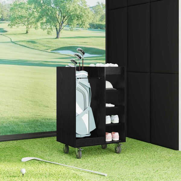 vidaXL Golfu skapis ar riteni Melns ozolkoks 65 x 45 x 98 cm