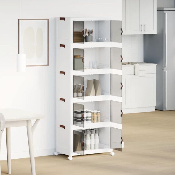 vidaXL Saliekama glabā&scaron;anas kaste ar riteņiem 5 līmeņu 75L 64x40x179cm