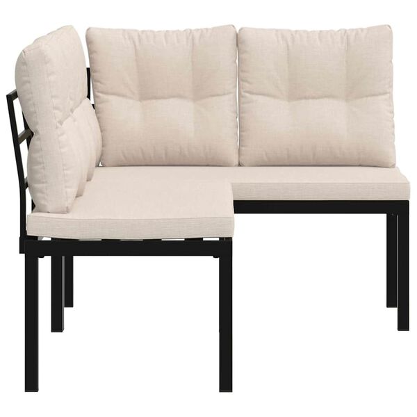 vidaXL dārza soli ar spilveniem, 2 gab., melni, pulverkrāsots tērauds