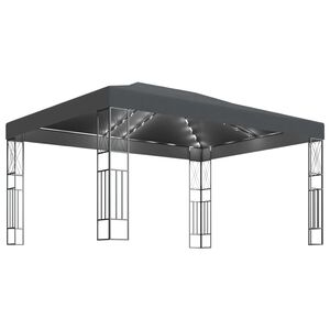 vidaXL dārza nojume ar LED virtenēm, 3x4 m, antracītpelēks audums