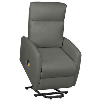 vidaXL masāžas krēsls, paceļams, pelēka mākslīgā āda
