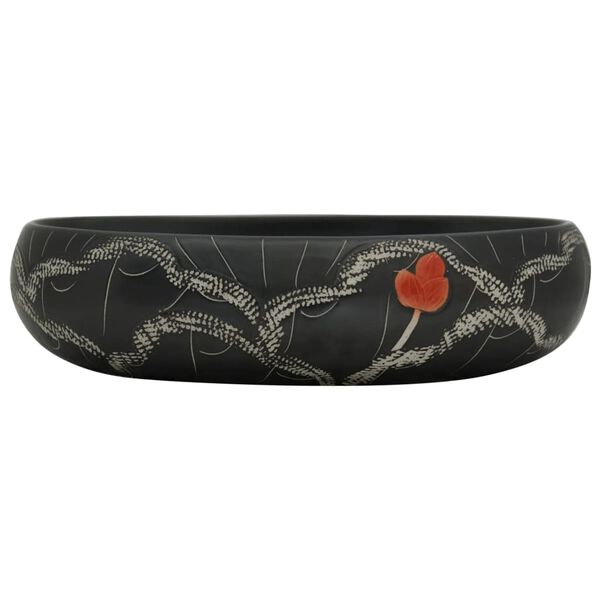 vidaXL izlietne, liekama uz virsmas, melna, ovāla, 59x40x15 cm