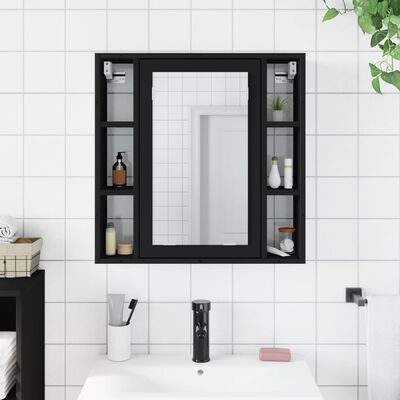 vidaXL vannasistabas spoguļskapītis, melns, 60x16x60 cm