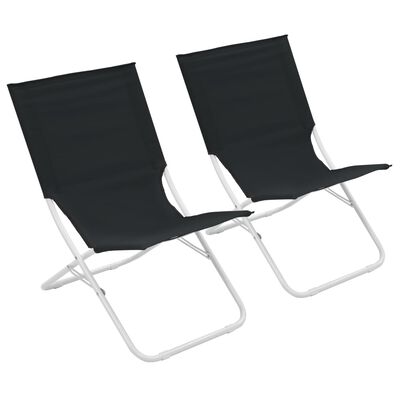 vidaXL salokāmi pludmales krēsli, 2 gab., melni