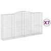 vidaXL arkveida gabiona grozi, 7 gb., 400x50x200/220cm, cinkota dzelzs