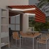 vidaXL izvelkama markīze ar žalūziju, LED, 4x3m, manuāla, oranži brūna