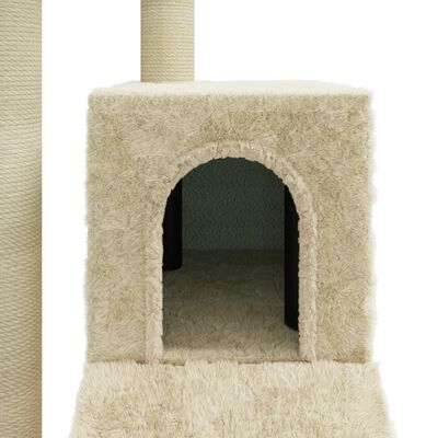 vidaXL kaķu māja ar sizala stabiem nagu asināšanai, 92 cm, krēmkrāsas