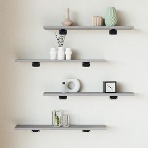 vidaXL sienas plaukti, 4 gab., pelēki, 60x10x1,5 cm, inženierijas koks
