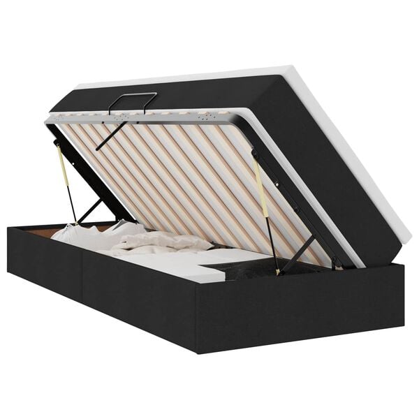 vidaXL Gulta ar uzglabā&scaron;anas vietu un matraci Melna 90 x 190 cm
