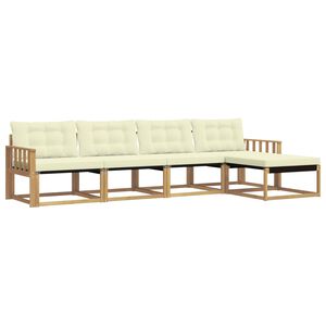 vidaXL Āra dīvānu komplekts ar spilvenu 5 pcs Balta un krēmkrāsas