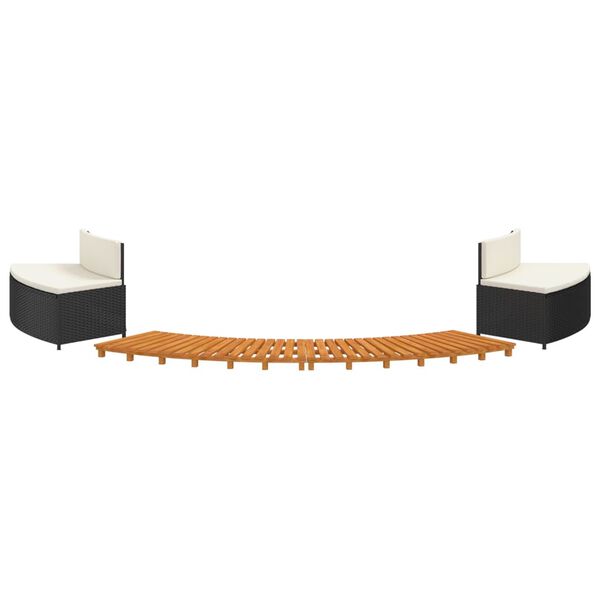 vidaXL burbuļvannas aizsargloks, melna PE rotangpalma, akācijas koks