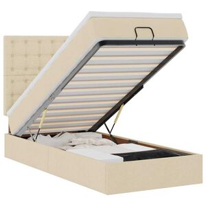 vidaXL Osmaņu gultas rāmis ar matrača krēma 100x200 cm audums