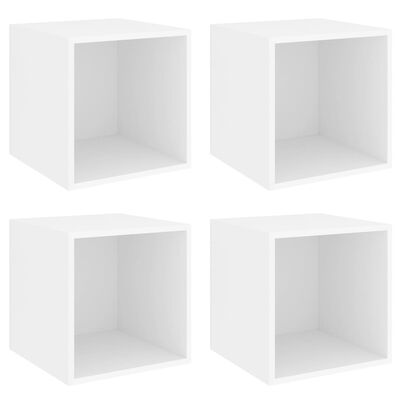 vidaXL sienas plaukti, 4 gab., balti, 37x37x37 cm, skaidu plāksne