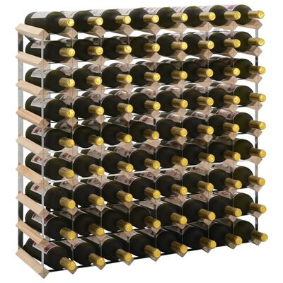 vidaXL vīna pudeļu statīvs 72 pudelēm, priedes masīvkoks