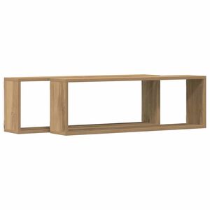 vidaXL Sienas plaukti ar plauktu 2 pcs Mākslīgā ozola 80 x 15 x 26 cm