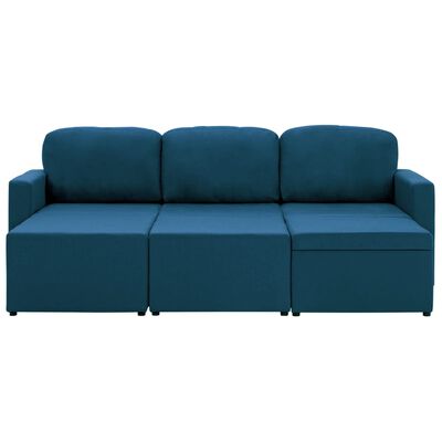 vidaXL dīvāngulta, trīsvietīga, pārveidojama, zils audums