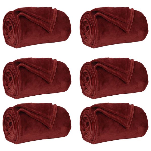 vidaXL Pledu segas 6 pcs Bordo sarkans 220 x 240 cm Flīss
