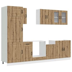 vidaXL 8-daļīgs virtuves skapītis komplekts, Kalmar, koka krāsā
