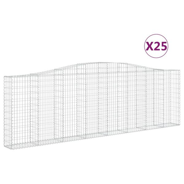 vidaXL arkveida gabiona grozi, 25gb., 400x30x120/140cm, cinkota dzelzs