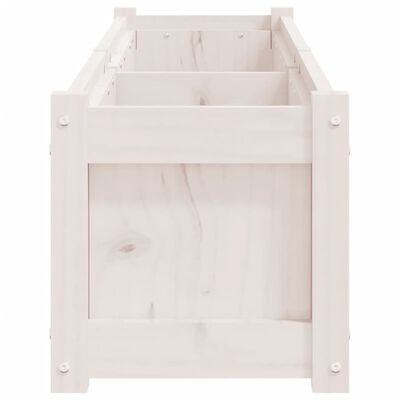 vidaXL dārza puķu kaste, balta, 150x31x31 cm, priedes masīvkoks