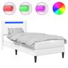 vidaXL Gultas rāmis ar LED sloksnēm Balts 90 x 200 cm Mākslīgā āda