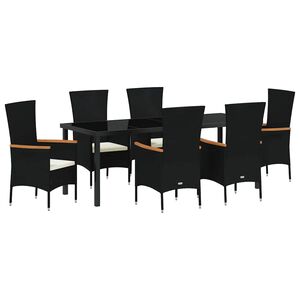 vidaXL Dārza ēdamgalds 7 pcs Melna Tērauds ar pulverkrāsas pārklājumu